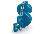 Blue dollar sign with ladder