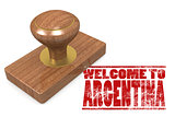 Red rubber stamp with welcome to Argentina