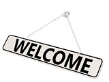 Welcome banner isolated on white