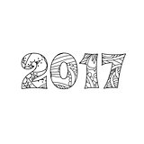 Numbers 2017 in zentangle inspired style isolated on white background.