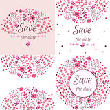 Set of vector floral frames. Cute collection of wreaths made of hand drawn leaves and flowers. Vintage set for invitations. save the date cards and other design.