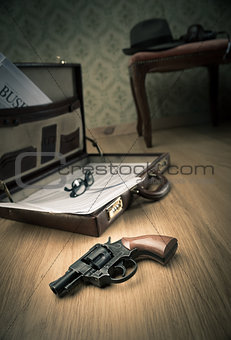 Detective briefcase on the floor