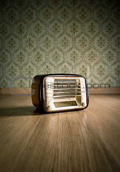 Vintage radio on the floor
