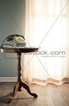 Vintage telephone in the living room
