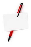 a blank business card and a red ball pen
