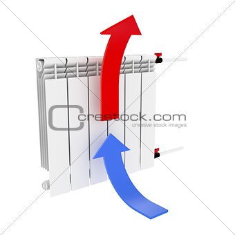 Radiator. Directional arrows Convention 3D illustration