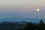 Harvest Moon Full Moonrise over Mount Hood Oregon