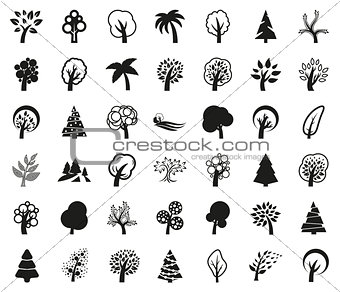 Tree symbol or icon set monochrome