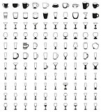 Tea and coffee cup, glasses icon set