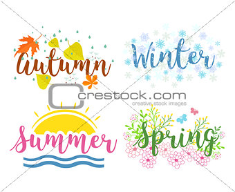 Seasons the lettering isolated on a white background