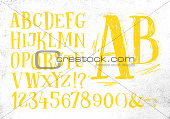 Pencil font yellow alphabet