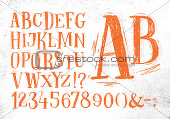 Pencil font orange alphabet