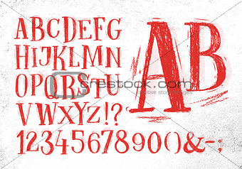 Pencil font red alphabet