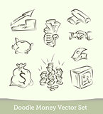 finance doodle set  isolated on white background. Vector