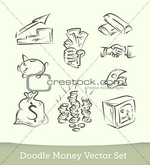 finance doodle set  isolated on white background. Vector
