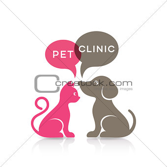 Colorful cute cat and dog silhouettes