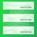 Green vector banners with brush strokes
