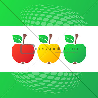 Vector red yellow green apple icons