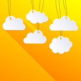 White blank hanging paper clouds