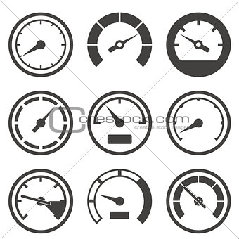 Set of speedometers and dashboard device scales