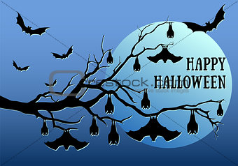 Halloween bats hanging, vector