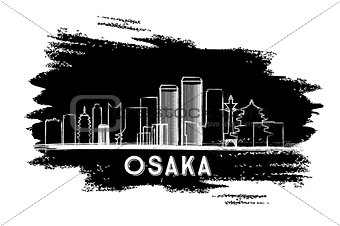 Osaka Skyline Silhouette. Hand Drawn Sketch.