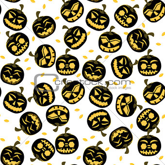 Seamless Pattern with Halloween Pumpkins.