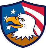 Bald Eagle Smiling USA Flag Crest Cartoon