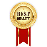 Golden medal Best Quality with red ribbon 