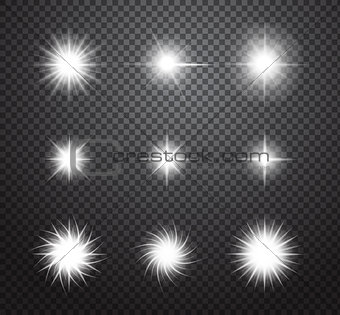 Set of stars and sparkles vector lights effects 