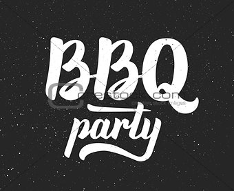 BBQ party logo. Barbeque text lettering label
