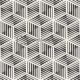 Vector Seamless Black And White Cube Lines Pattern