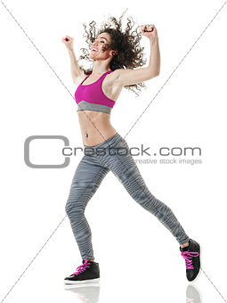 woman dancer dancing fitness exercises isolated