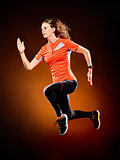woman runner running jogger jogging isolated