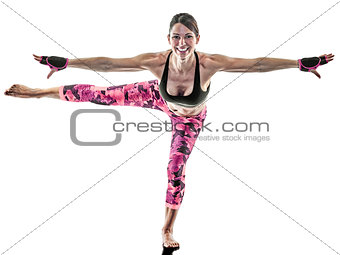 woman fitness boxing pilates excercises isolated