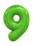 three-dimensional number in green