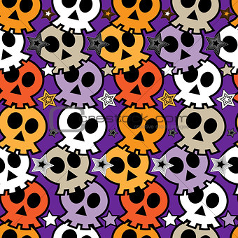 Seamless colorful background with skulls.