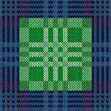 Seamless pattern as a knitted fabric in blue and green