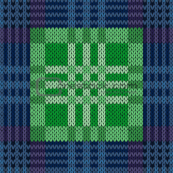 Seamless pattern as a knitted fabric in blue and green