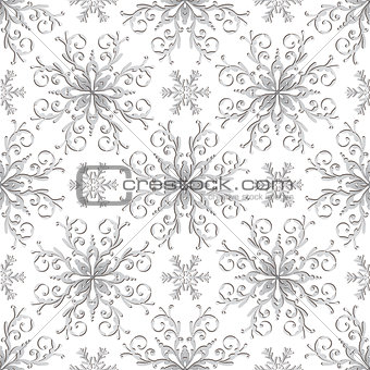 Christmas pattern with vintage silver snowflakes 