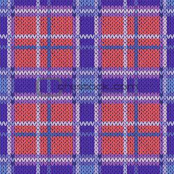 Seamless knitted pattern in violet, blue and terracotta light co