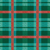 Seamless knitted pattern in green, turquoise and terracotta