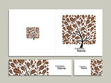 Business card collection, abstract square tree design