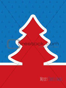 Christmas greeting card with white ribbon tree