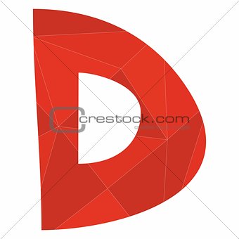 D red alphabet vector letter isolated on white background