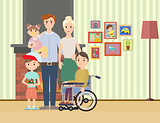 Portrait of happy family with special needs child