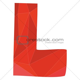 L red alphabet vector letter isolated on white background