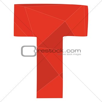 T red alphabet vector letter isolated on white background