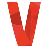 V red alphabet vector letter isolated on white background