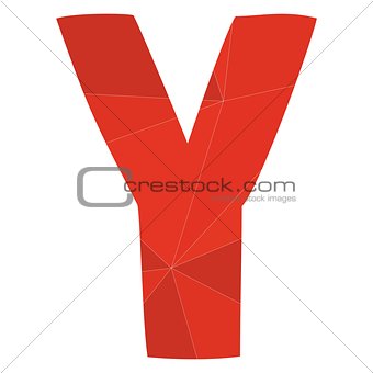 Y red alphabet vector letter isolated on white background
